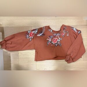 FREE PEOPLE OVERSIZED FLORAL BALLOON SLEEVE SWEATER